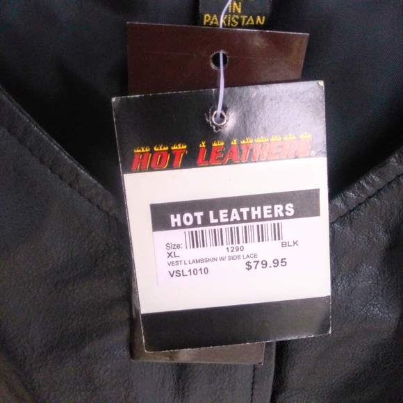 Hot Leathers Lamb Skin Laced Side Biker Vest - Picture 8 of 8